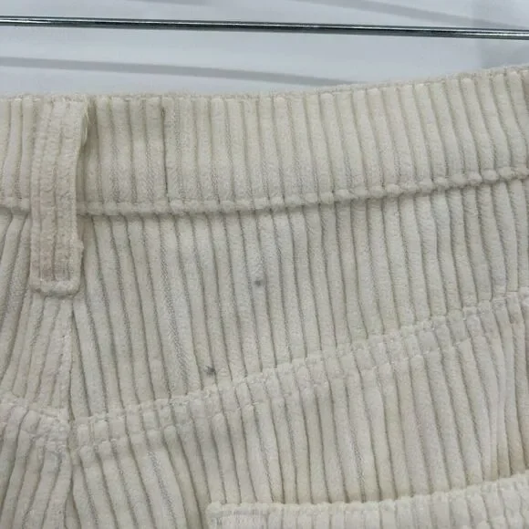 REFORMATION Ivory Ribbed Corduroy Wide Leg High Rise Button Fly Austin Pants 25 - Picture 9 of 9